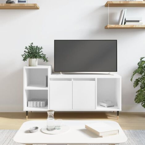 Meuble TV-Banc TV-Meuble Télé Blanc 100x35x55 cm Bois d'ingénierie 956214 (1/5)