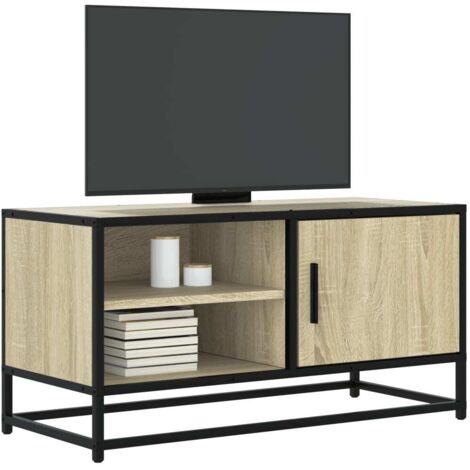 Meuble TV-Banc TV-Meuble Télé chêne sonoma 80x34,5x40 cm bois d'ingénierie et métal 613427 (1/5)