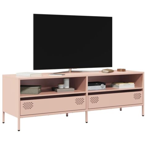 Meuble TV-Banc TV-Meuble Télé rose 135x39x43,5 cm acier laminé à froid 653948 (1/5)