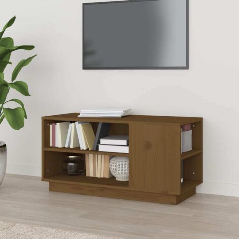 Meuble TV-Banc TV-Meuble Télé Marron miel 80x35x40,5 cm Bois de pin massif 699237 (1/5)