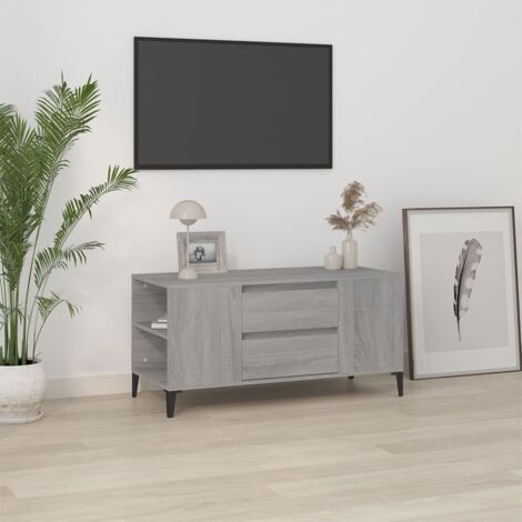 Meuble TV-Banc TV-Meuble Télé Sonoma gris 102x44,5x50 cm Bois d'ingénierie 295239 (1/5)