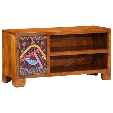 Meuble TV-Banc TV-Meuble Télé multicolore 90x30x45 bois massif d'acacia 391886 (1/5)