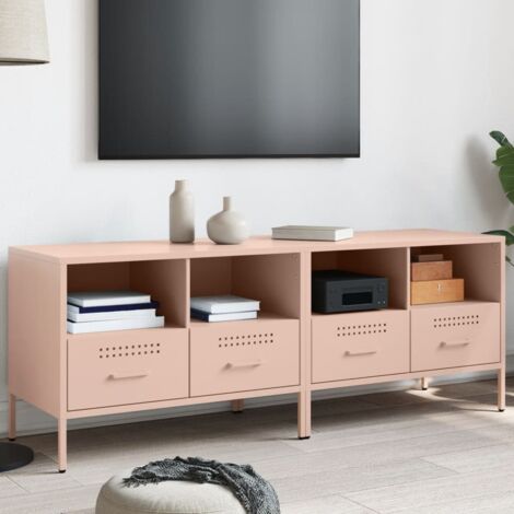 Meubles TV 2 pcs-Banc TV-Meuble Télé rose 68x39x50,5 cm acier 513012 (1/5)