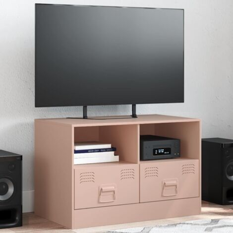 Meuble TV-Banc TV-Meuble Télé rose 67x39x44 cm acier 654669 (1/5)