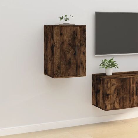 Meuble TV mural-Banc TV-Meuble Télé Chêne fumé 40x34,5x60 cm 697245 (1/5)
