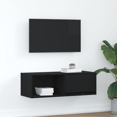 Meuble TV-Banc TV-Meuble Télé chêne noir 80x31x25,5 cm bois d'ingénierie 716129 (1/5)