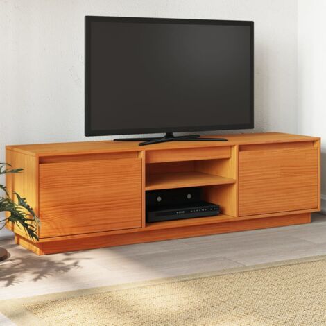 Meuble TV-Banc TV-Meuble Télé cire marron 140x35x40 cm bois pin massif 663245 (1/5)