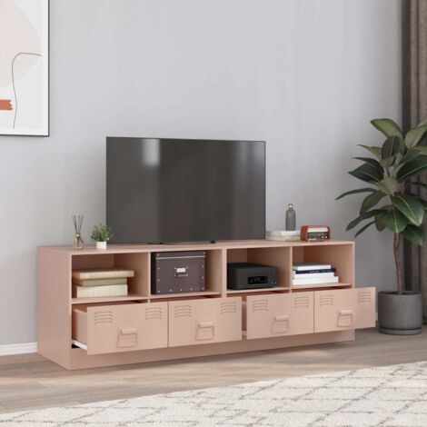 Meubles TV 2 pcs-Banc TV-Meuble Télé rose 67x39x44 cm acier 309909 (1/5)