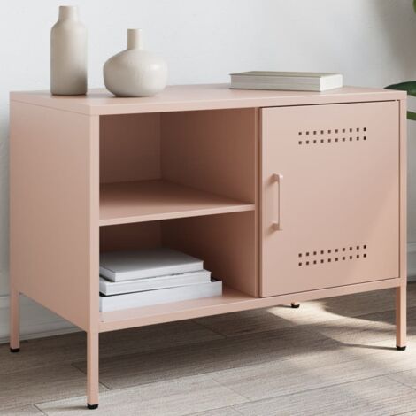 Meuble TV-Banc TV-Meuble Télé rose 68x39x50,5 cm acier 244996 (1/5)
