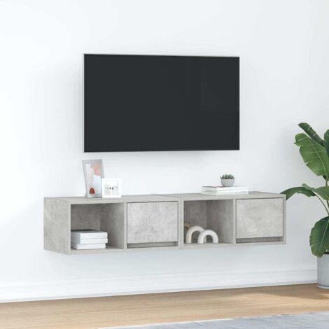 Meubles TV 2 pcs-Banc TV-Meuble Télé gris béton 60x31x25,5 cm bois d'ingénierie 878496 (1/5)