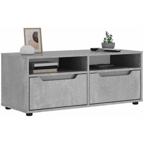 Meuble TV-Banc TV-Meuble Télé VISNES gris béton 100x40x38 cm bois d'ingénierie 167309 (1/5)