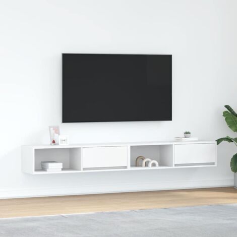 Meubles TV 2 pcs-Banc TV-Meuble Télé blanc 100x31x25,5 cm bois d'ingénierie 751020 (1/5)