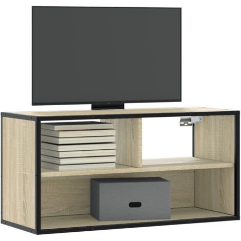 Meuble TV-Banc TV-Meuble Télé chêne sonoma 80x31x39,5 cm bois d'ingénierie et métal 276516 (1/5)