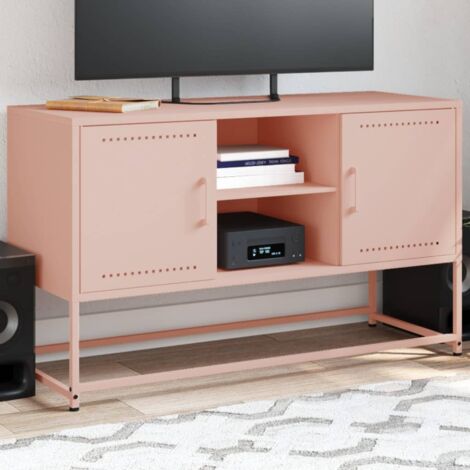 Meuble TV-Banc TV-Meuble Télé rose 100,5x39x60,5 cm acier 920100 (1/5)