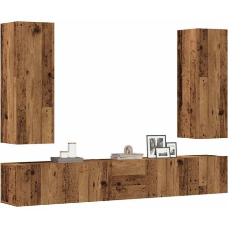 Meubles TV muraux 5 pcs-Banc TV-Meuble Télé vieux bois bois d'ingénierie 643758 (1/5)