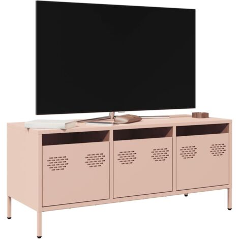 Meuble TV-Banc TV-Meuble Télé rose 101,5x39x43,5 cm acier laminé à froid 759080 (1/5)