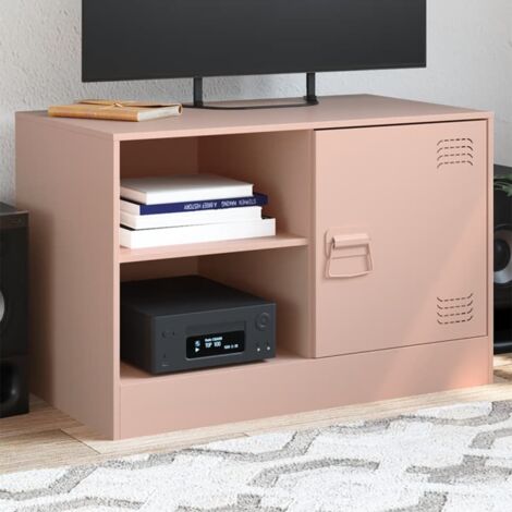 Meuble TV-Banc TV-Meuble Télé rose 67x39x44 cm acier 510741 (1/5)