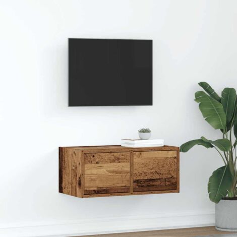 Meuble TV-Banc TV-Meuble Télé vieux bois 60x31x25,5 cm bois d'ingénierie 393389 (1/5)