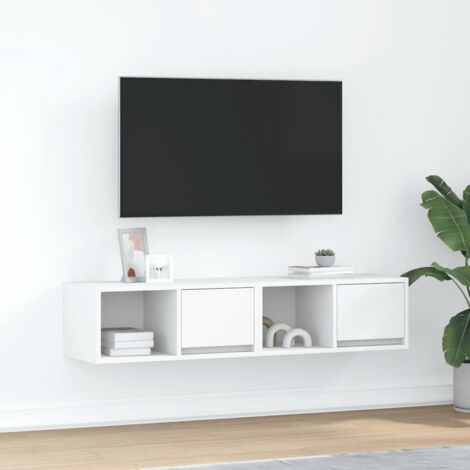 Meubles TV 2 pcs-Banc TV-Meuble Télé blanc 60x31x25,5 cm bois d'ingénierie 652030 (1/5)