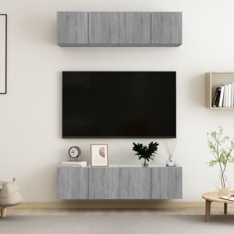 Meubles TV muraux 4 pc-Banc TV-Meuble Télés Sonoma gris 60x30x30cm Bois d'ingénierie 936252 (1/5)