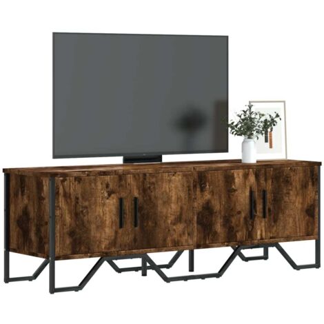Meuble TV-Banc TV-Meuble Télé chêne fumé 122x34x41 cm bois d'ingénierie 389532 (1/5)
