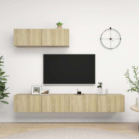 Meubles TV 3 pcs-Banc TV-Meuble Télé Chêne sonoma Bois d'ingénierie 775577 (1/5)