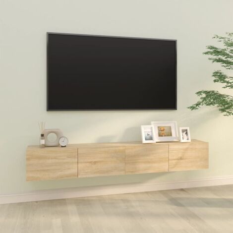 Meubles TV muraux 2 pc-Banc TV-Meuble Télés chêne sonoma 100x30x30cm bois ingénierie 605512 (1/5)