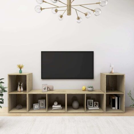 Meubles TV 4 pcs-Banc TV-Meuble Télé Chêne sonoma 72x35x36,5 cm Bois d'ingénierie 874696 (1/5)