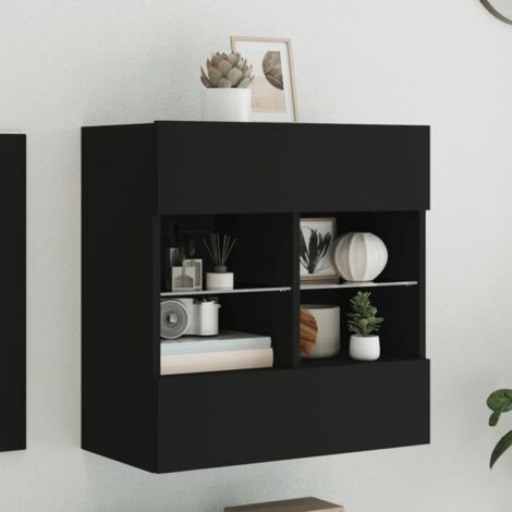 Meuble TV mural avec LED-Banc TV-Meuble Télé noir 58,5x30x60,5 cm 775355 (1/5)