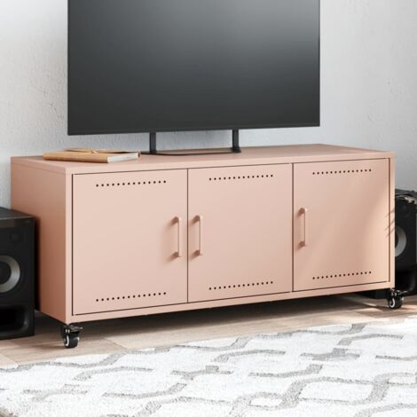 Meuble TV-Banc TV-Meuble Télé rose 100,5x39x43,5 cm acier 113485 (1/5)