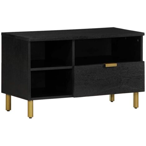 Meuble TV-Banc TV-Meuble Télé noir 80x33x46 cm bois d'ingénierie 479841 (1/5)