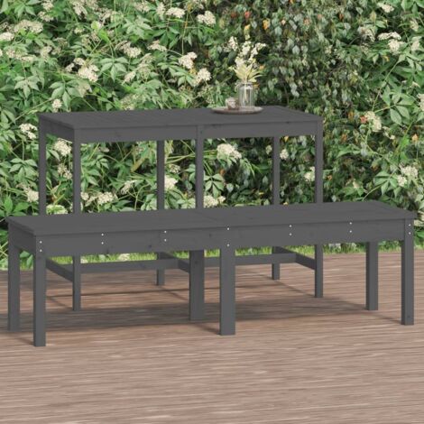 Banc de jardin-Banquette de jardin-Chaise de jardin à 2 places gris 159,5x44x45cm bois massif de pin (1/5)
