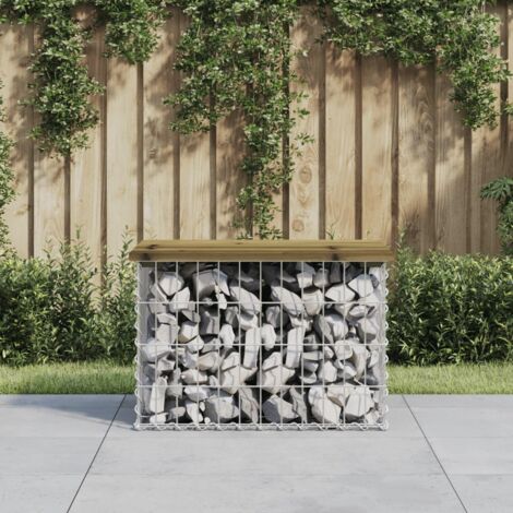 Banc de jardin design gabion-Banquette de jardin 63x44x42 cm bois de pin imprégné (1/5)