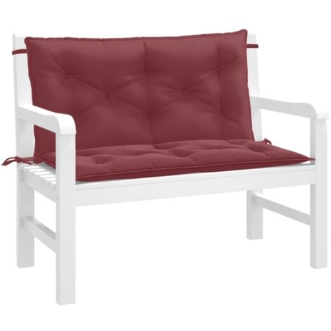 Coussins de banc de jardin lot de 2-Coussin de banquette de jardin rouge bordeaux mélangé 548302 (1/5)