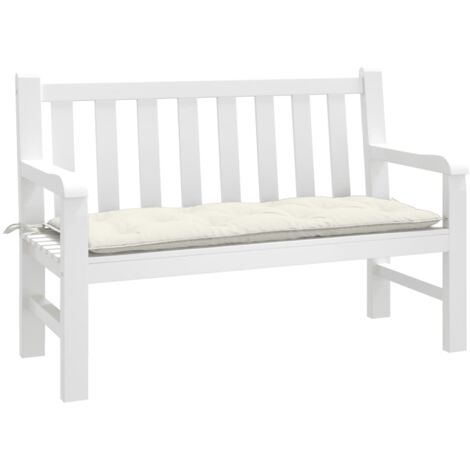 Coussin de banc de jardin-Coussin de banquette de jardin crème mélangé 120x50x7 cm tissu (1/5)