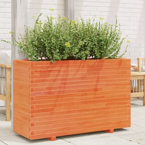 Jardinière-Pot de fleur cire marron 110x40x72 cm bois de pin massif (1/5)