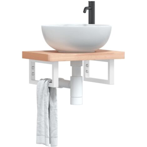 Supports d'étagères pour lavabo 2 pcs-Meuble de salle de bain blanc rectangulaire acier 767466 (1/5)
