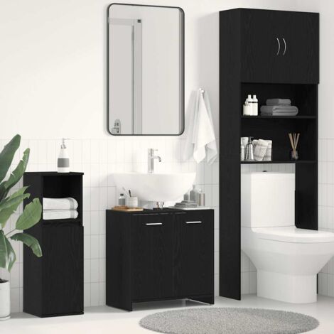 Armoire lavabo de salle de bain-Meuble vasque de salle de bain chêne noir 60x33x60 cm 829601 (1/5)