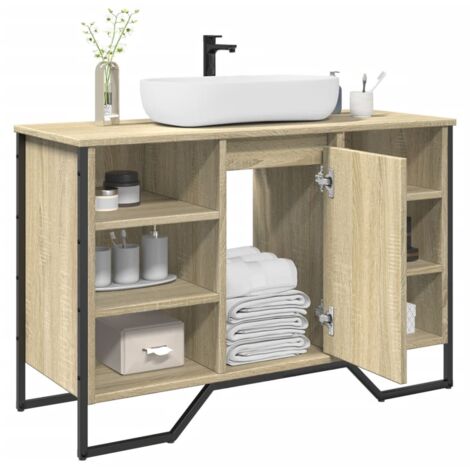 Armoire lavabo de salle de bain-Meuble vasque de salle de bain chêne sonoma 91x35x60 cm 140851