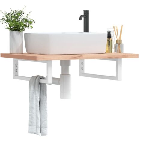 Supports d'étagères pour lavabo 2 pcs-Meuble de salle de bain blanc rectangulaire acier 148329 (1/5)