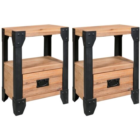 Table De Chevet En Bois Blanchi 2 Tiroirs PHOENIX | Tables De Chevet | Pier Import