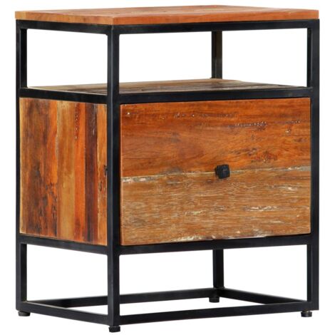 Boîte De Rangement En Bois Recyclé 80x50x50 Cm - Style Rustique Marron/noir - Pour Salon, Chambre - Meuble Rangement Déco