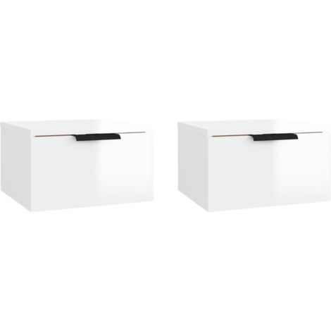 Tables De Chevet Murales Higsose Lot De 2 - Blanc, 34x30x20cm, Bois Ingénierie, Rangement