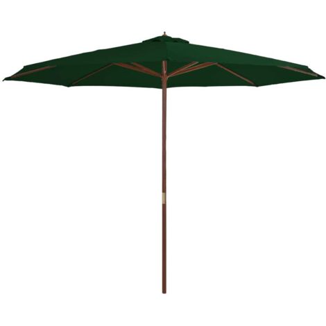 Parasol d'extérieur-Parasol de jardin avec mât en bois 350 cm Vert 298867 (1/4)