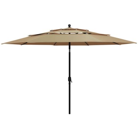 Parasol de jardin-Parasol de balcon à 3 niveaux avec mât en aluminium taupe 3,5 m 496843 (1/5)