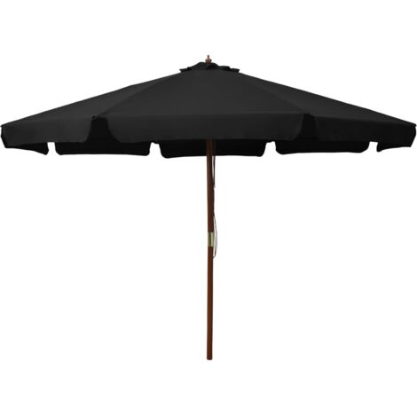 Parasol d'extérieur-Parasol de jardin avec mât en bois 330 cm Noir 737009 (1/5)
