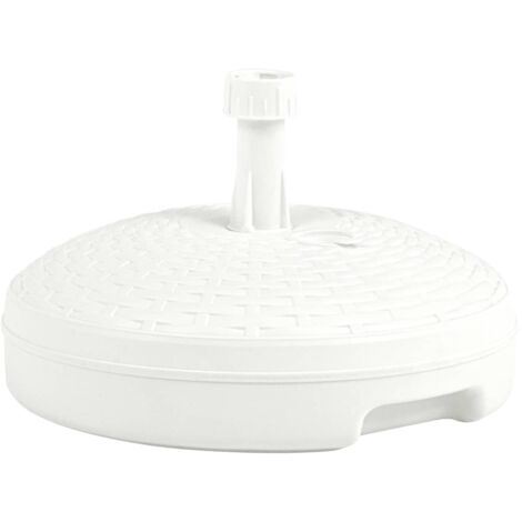 Support De Parasol Rond Anthracite Motif Rotin - Remplissage Eau/sable - Capacité 10L - Pour Parasol Ø 24-30 Mm - Extérieur Jardin Terrasse