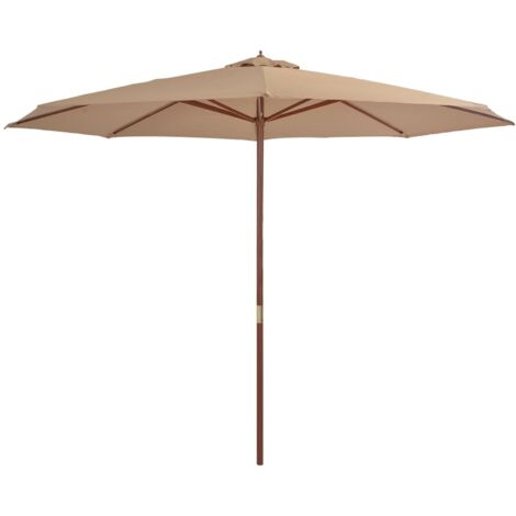 Parasol d'extérieur-Parasol de jardin avec mât en bois 350 cm Taupe 506900 (1/4)