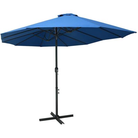 Parasol d'extérieur-Parasol de jardin et poteau en aluminium 460x270 cm Bleu 918037 (1/5)