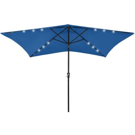 Parasol de jardin-Parasol de balcon avec LED et mât en acier bleu azuré 2x3 m 163906 (1/5)
